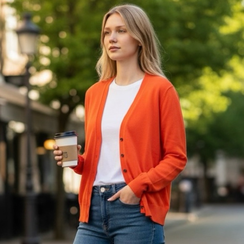 J. Crew Vibrant Orange Women's Cardigan